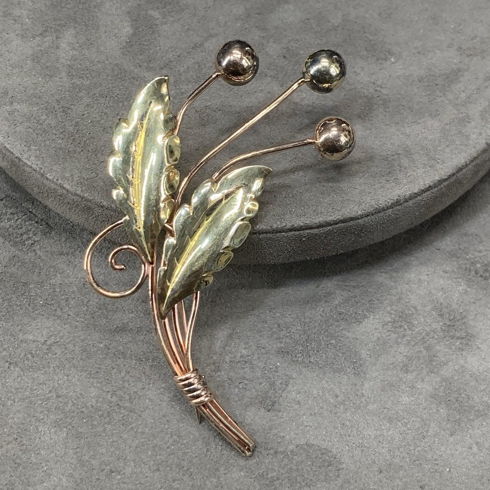Vintage Van Dell Brooch 12 K Gold Fill On Sterling Silver Copper & Gold Tone